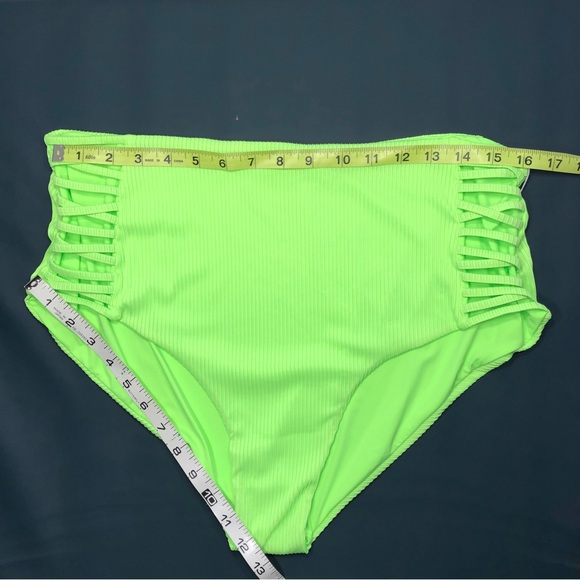 NEW Coastal Waves Caged High Waist Halter Plus Size Bikini Set Lime Green NWT 3X - Picture 8 of 12